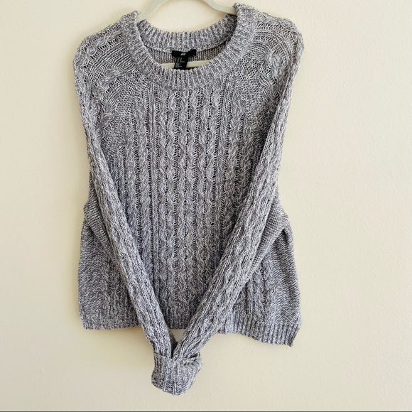H&M cable knit grey long sleeve pullover sweater - Picture 6 of 8